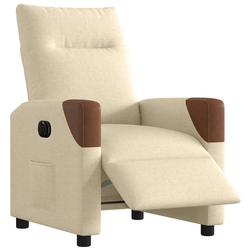 Poltrona | Sedia Relax Elettrica Reclinabile Crema in Tessuto