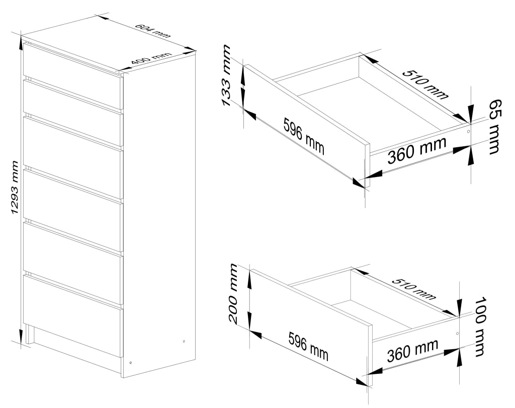 Cassettiera AKORD K60 Cassettiera Wengé 60 cm 6 cassetti 60x40x130 cm