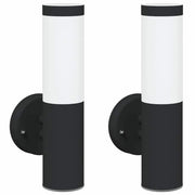 Set di 2 moderne lampade da parete cilindriche per esterni 15 x 7,5 x 33 cm in acciaio inox nero 02_0056504