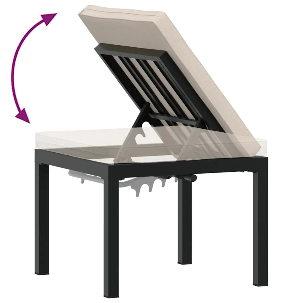 Set Panche Giardino Cuscini 4pz Nero Acciaio Verniciato Polvere
