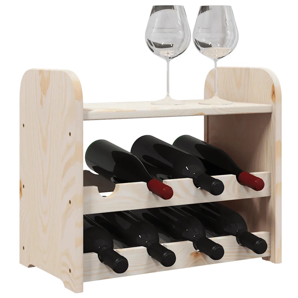 Portavini con Pannello Superiore 43x25x37cm Legno Massello Pino 4007556