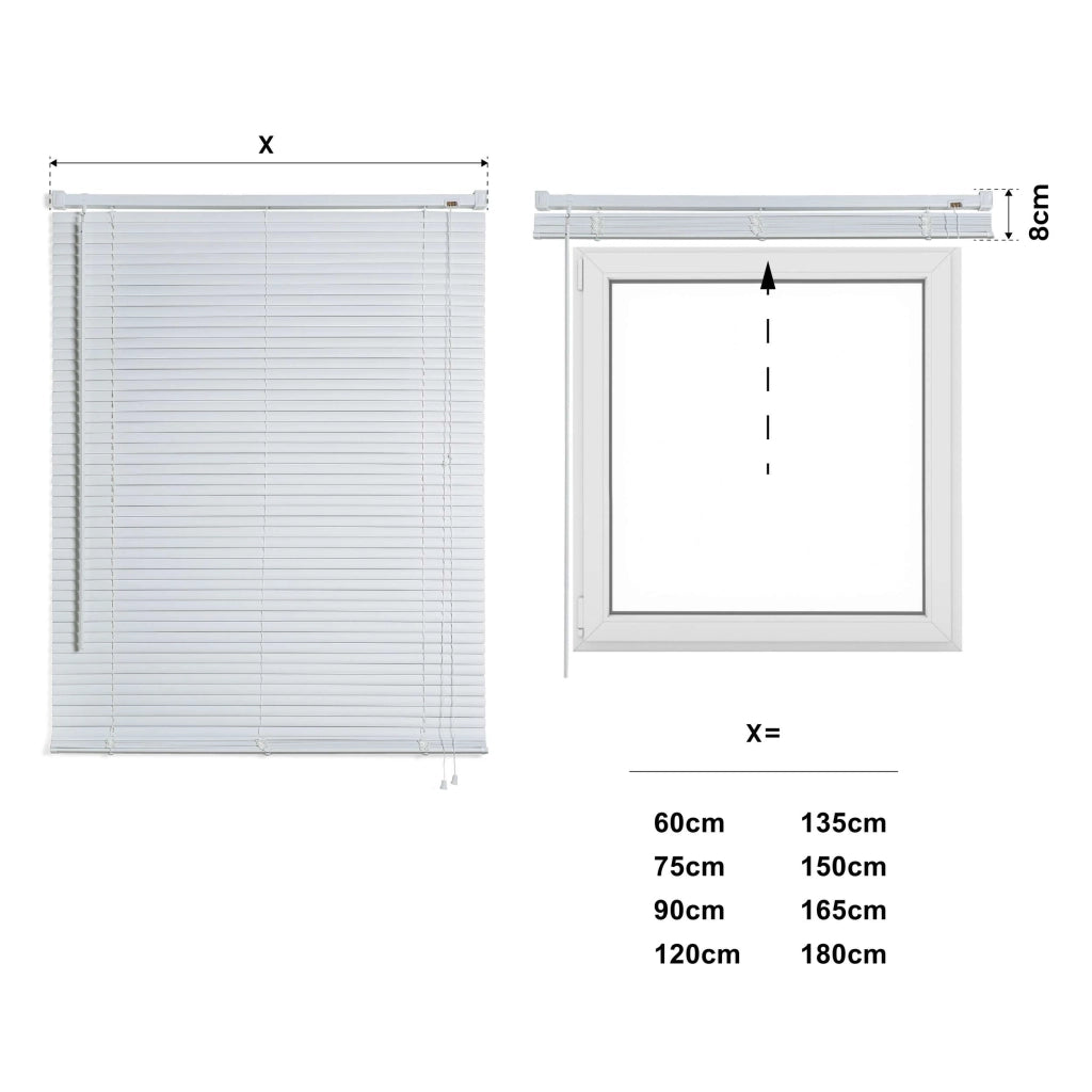 Tende Veneziane in Alluminio con Corda Autobloccante, Bianca 105x160