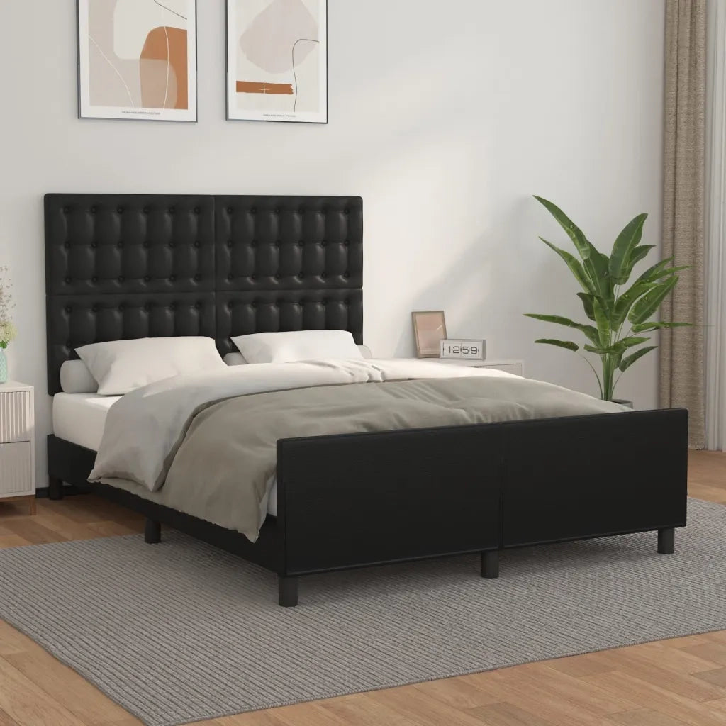 Giroletto con Testiera-Struttura Letto con testiera Nero 140x200 cm in Similpelle 872293