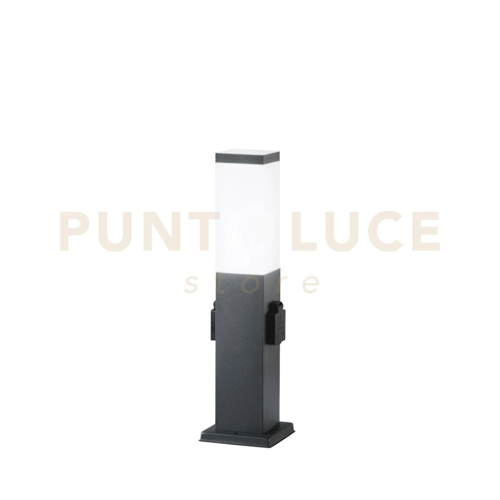 PALETTO STATION ANTRACITE 1 LUCE ATTACCO E27 CON 2 SCHUKO 2500W 12X12X45CM