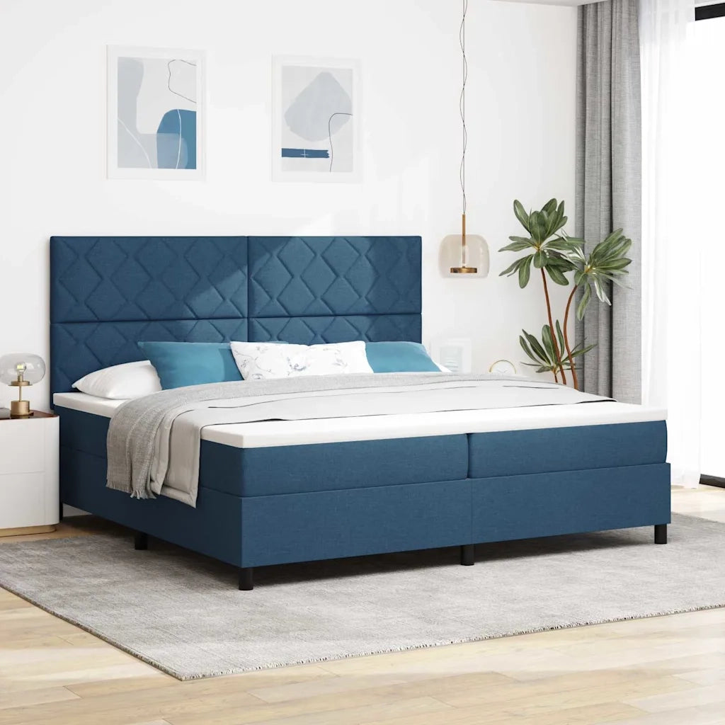 Letto a molle con materasso con led Blu 200 x 200 cm Tessuto 3342976