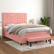 Giroletto a Molle con Materasso Rosa 140x200 cm in Velluto