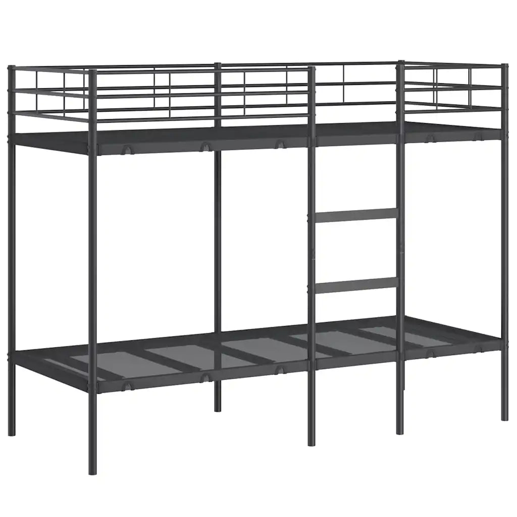 Letto a Castello senza Materasso-Struttura Letto a Castello Nero 80x200 cm in Acciaio 646709