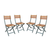 Set 4 sedie da giardino pieghevoli in acacia, verde kaki