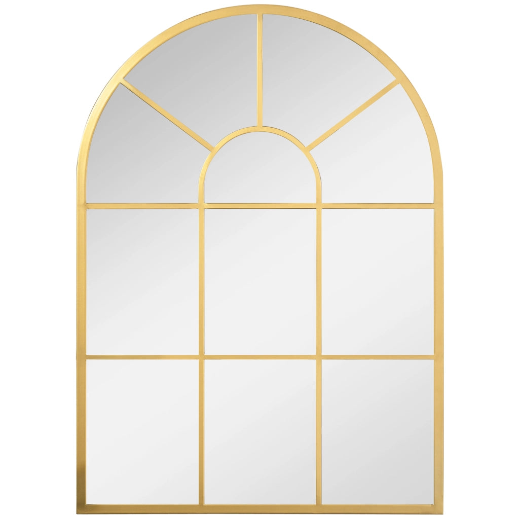 Specchio Moderno a Parete a Forma di Arco 70x50 cm per Camera da Letto e Soggiorno in Vetro e Metallo Oro