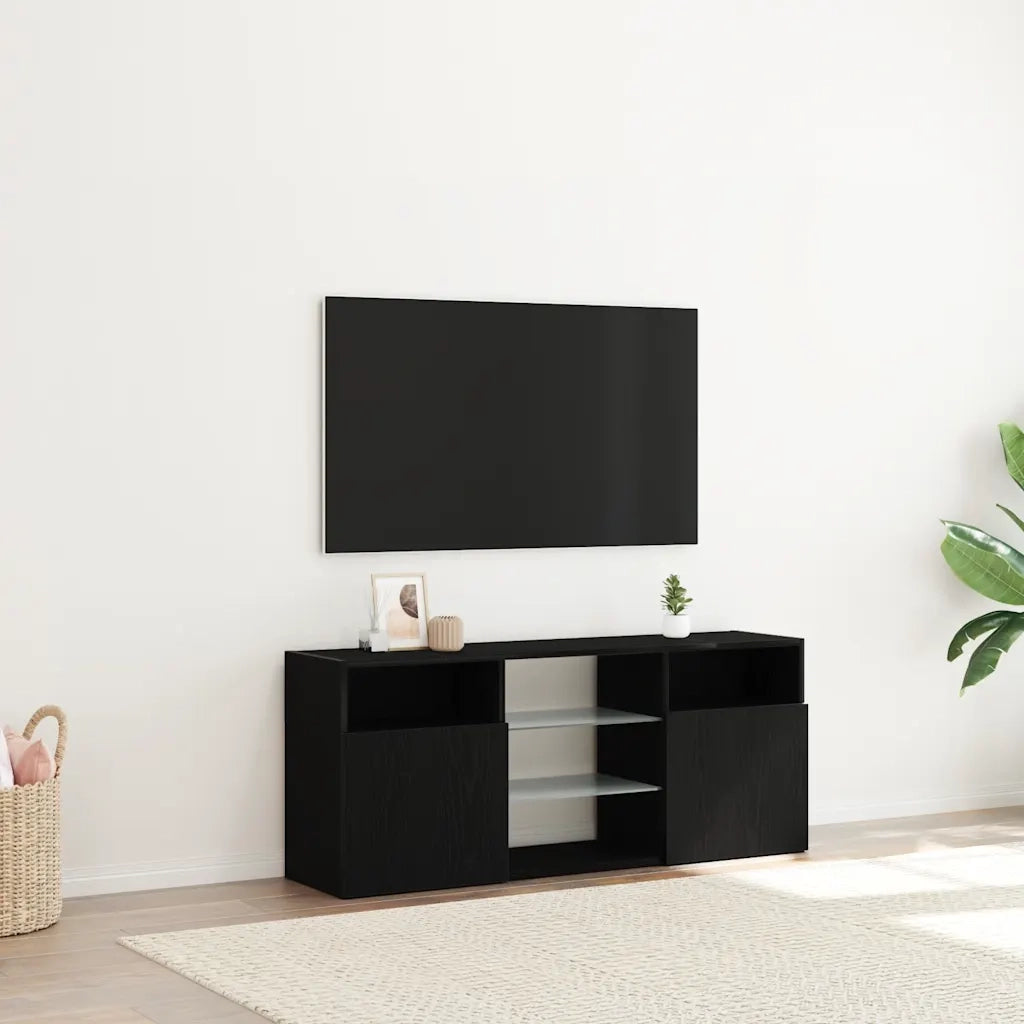 Mobile Porta TV con LED Rovere Nero 120x30x50 cm Multistrato 862035