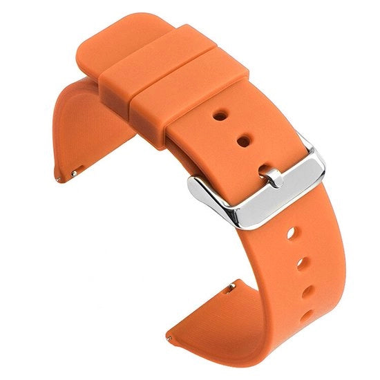 Cintura orizzontale per orologio in silicone con cinturino in gomma 22 mm - chiusura a scatto in acciaio inossidabile con anello in acciaio inossidabile e chiusura a scatto in acciaio inossidabile + anello in acciaio inossidabile.