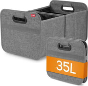 Cassa da auto da piegare, Organizzatore di bagagliaio pieghevole, Organizzatore di bagagliaio, Borsa per auto, Borsa pieghevole, Borsa pieghevole, Sacchi di stoccaggio, Grigio, 50cm x 32cm x 27cm