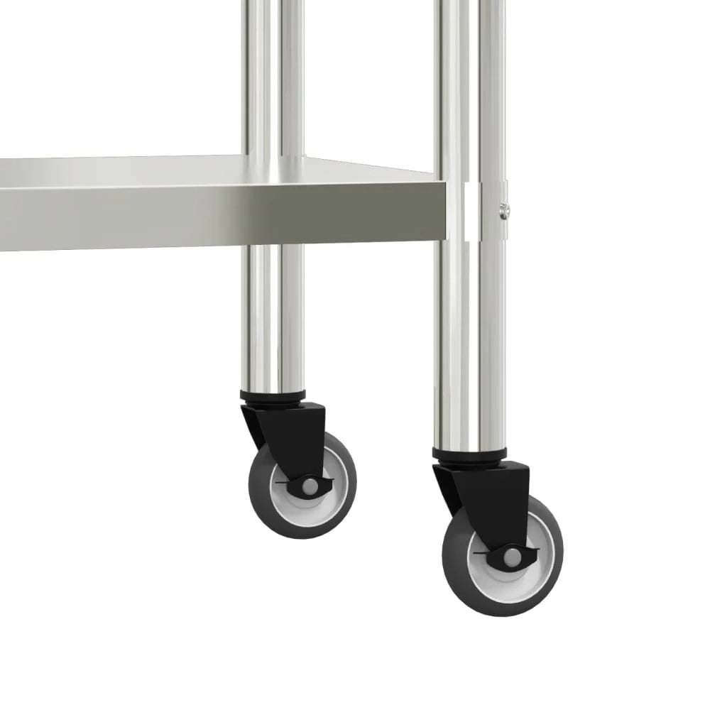 Tavolo da lavoro professionale da cucina con ruote 82,5 x 55 x 85 cm acciaio inox 02_0045417