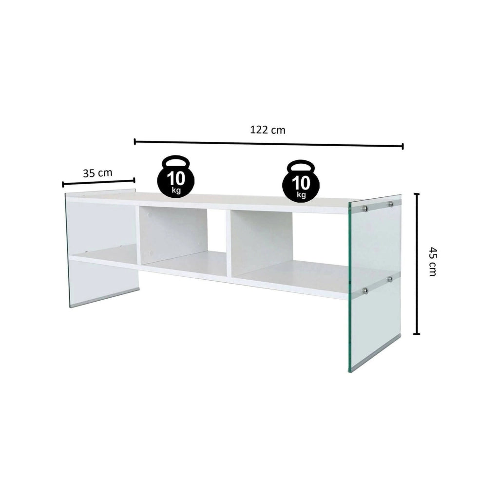 Mobile porta TV Winifred, Credenza da soggiorno, Armadio basso per TV, Base parete attrezzata, 120x35h45 cm, Bianco