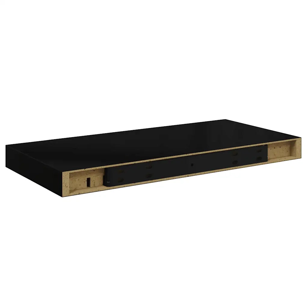 Scaffali a Parete 2 pz Nero Lucido 50x23x3,8 cm in MDF cod mxl 33199