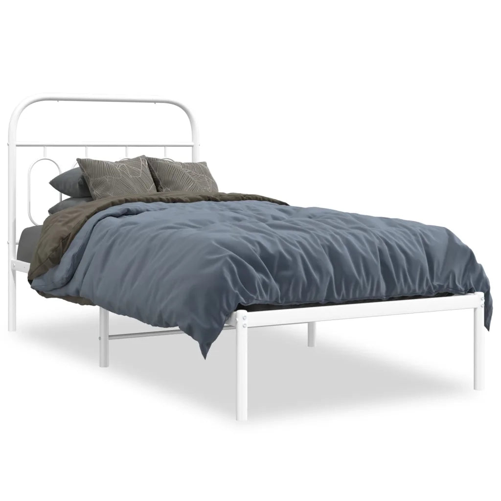Giroletto con Testiera-Struttura Letto con testiera Metallo Bianco 90x200 cm 671668