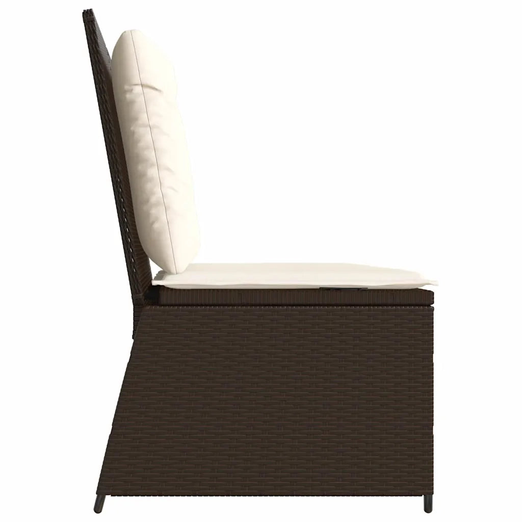 vidaXL Panchina da giardino con cuscino Marrone Poly Rattan