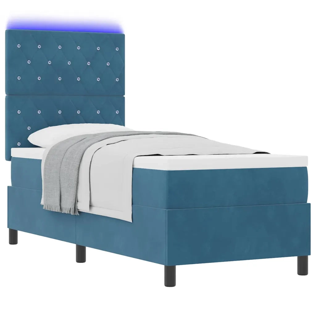 Letto a Sorgente LED con testiera Blu Scuro 80 x 200 cm Velluto 3343212
