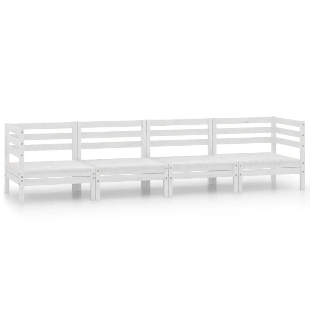 Set Divani da Giardino 4 pz Bianco in Legno Massello di Pino cod mxl 44736