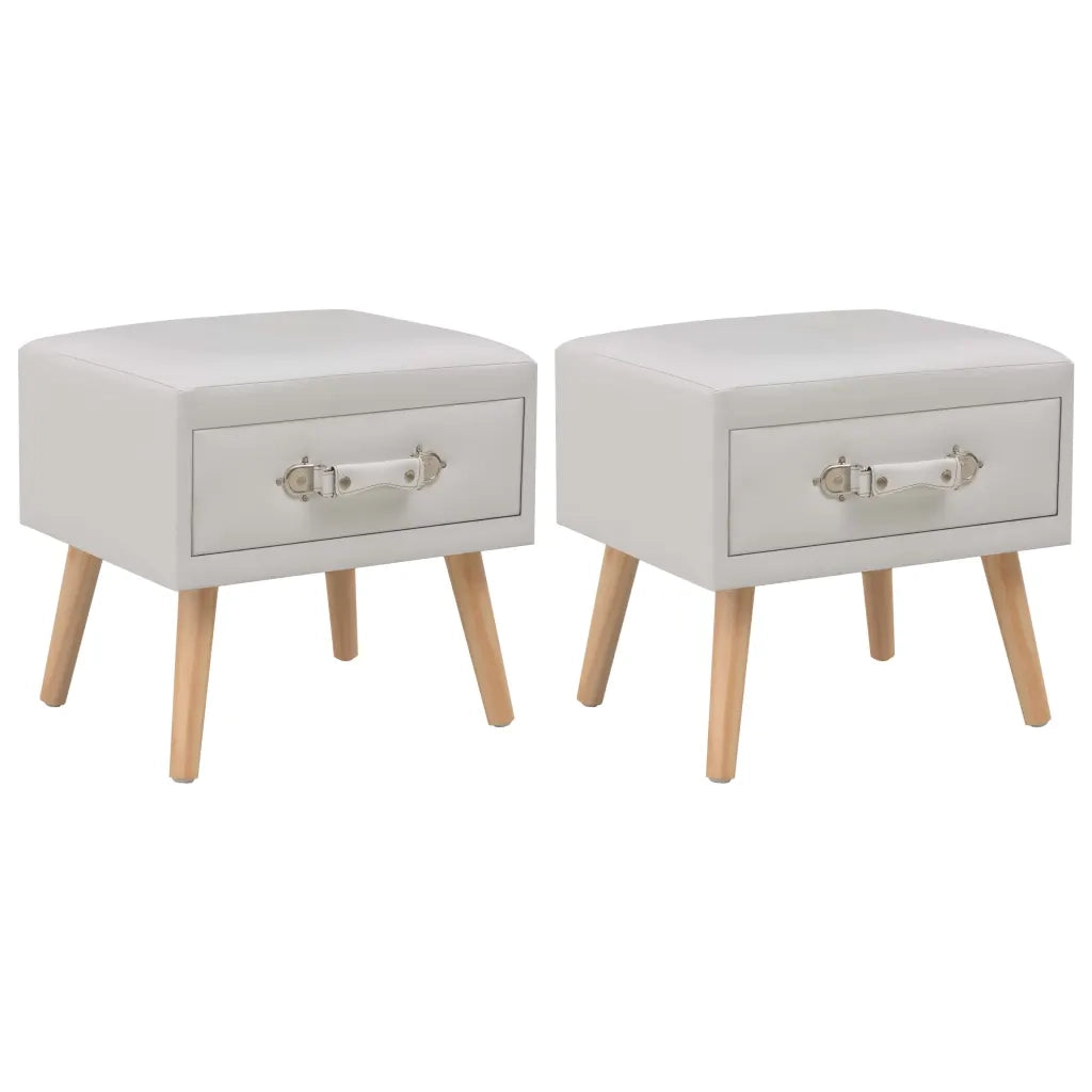Comodini Bianchi 2 pz 40x35x40 cm in Similpelle cod mxl 30481