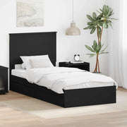 Letto con Contenitore Nero 90 x 190 cm Legno multistrato