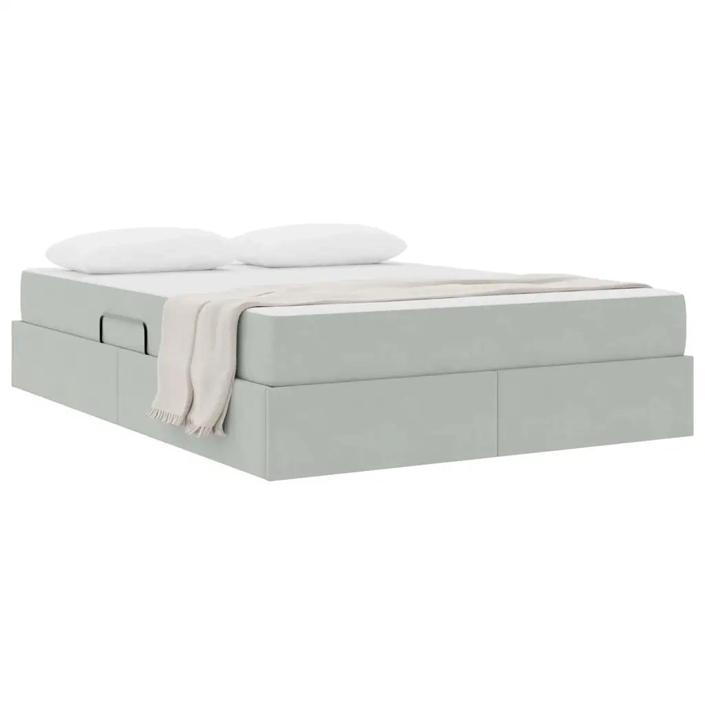 Letto con contenitore e materasso Grigio chiaro 140 x 190 cm