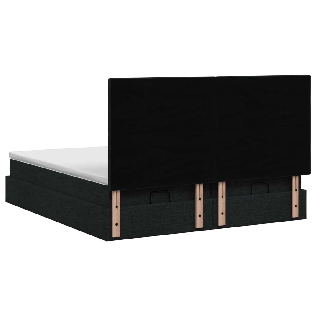 Letto ottomano con materasso con testiera 2 pz Nero Tessuto 3457871