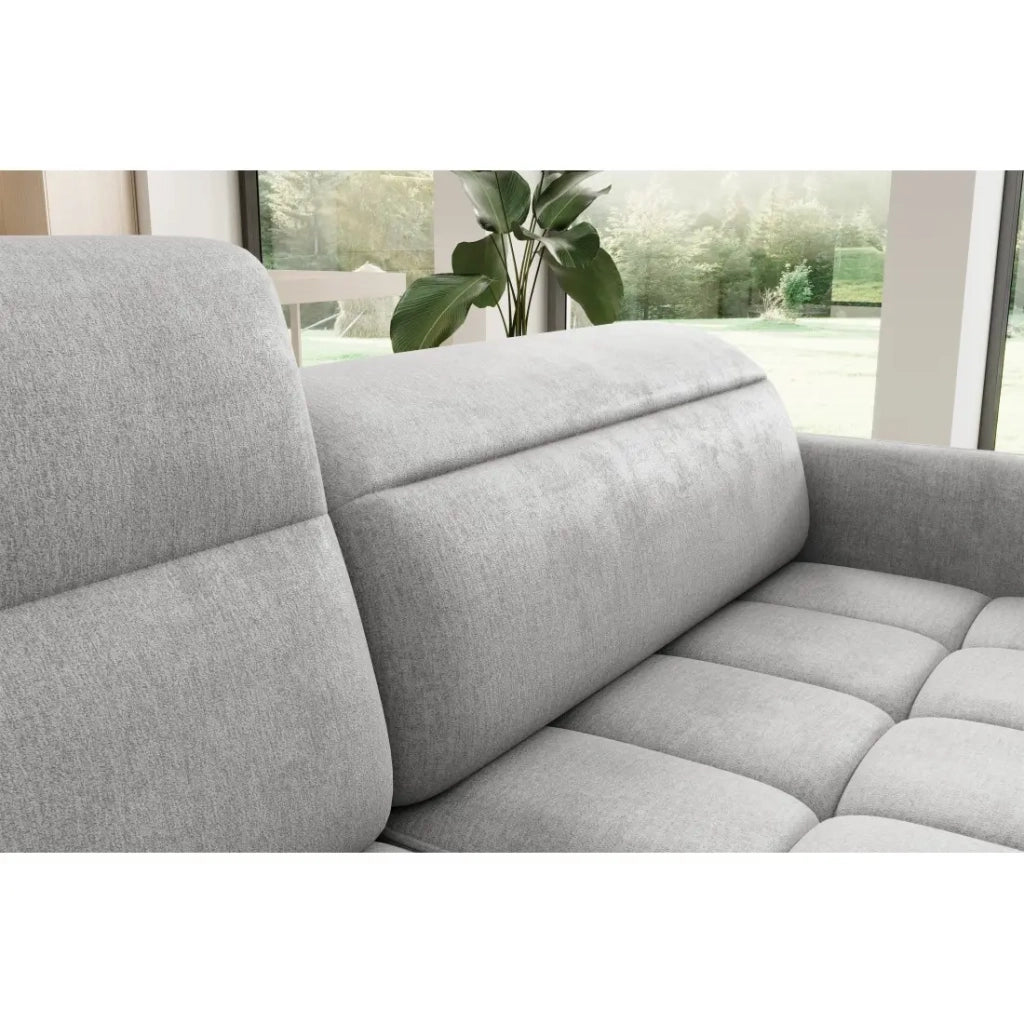 Divano letto angolare sinistro BARNEA 208 cm grigio chiaro con contenitore
