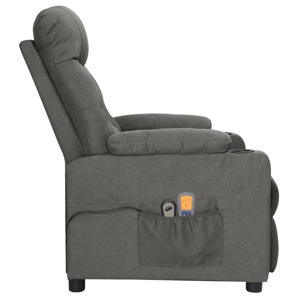 Poltrona Massaggiante Elettrica Grigio Scuro in Tessuto 3098828