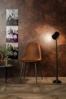 E-STYLO Sedia in similpelle marrone con gambe in metallo antracite, imbottita, 44cm X 50cm H. 84cm.