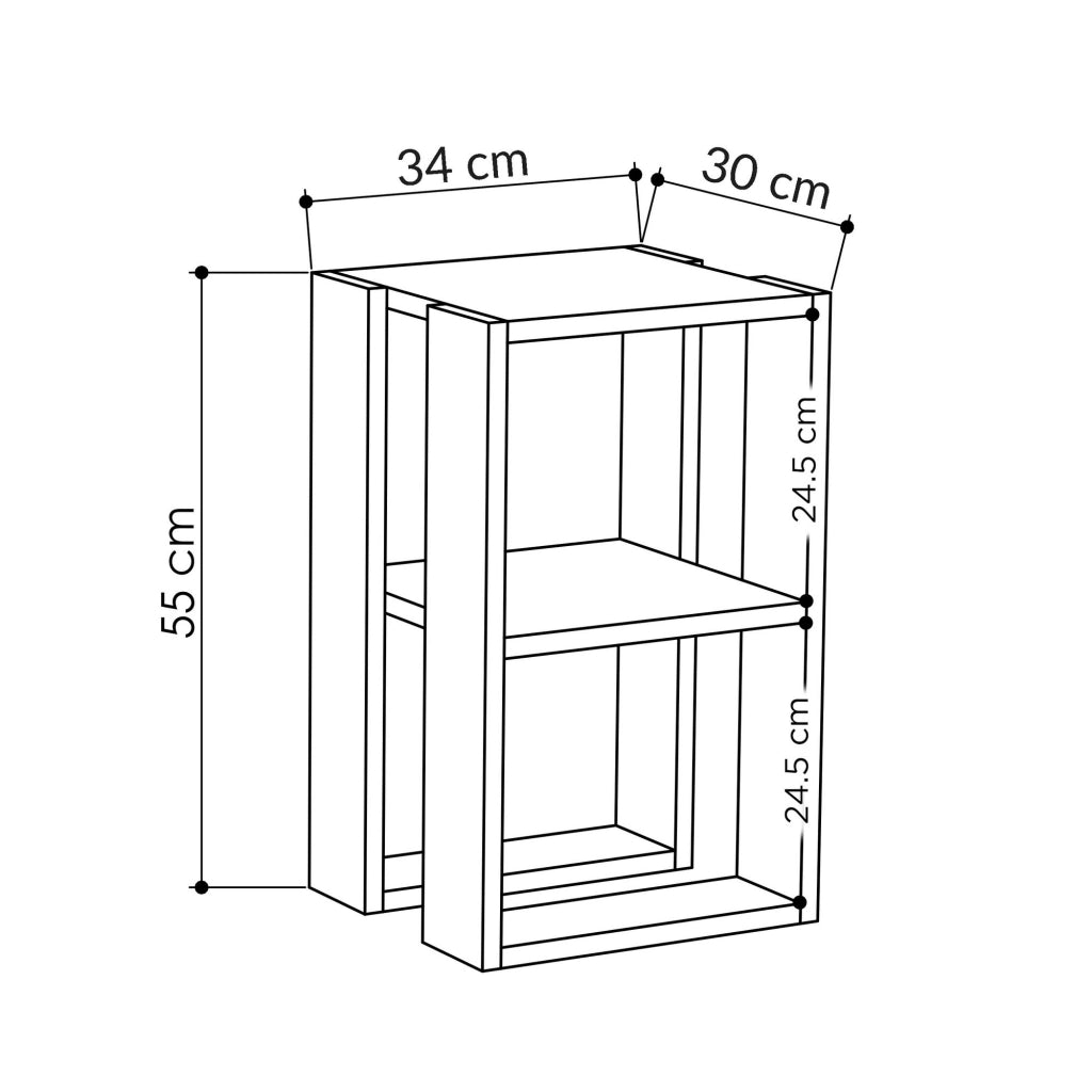 Comodino in legno "Lonie" 30 x 30 x 55 cm - Bianco