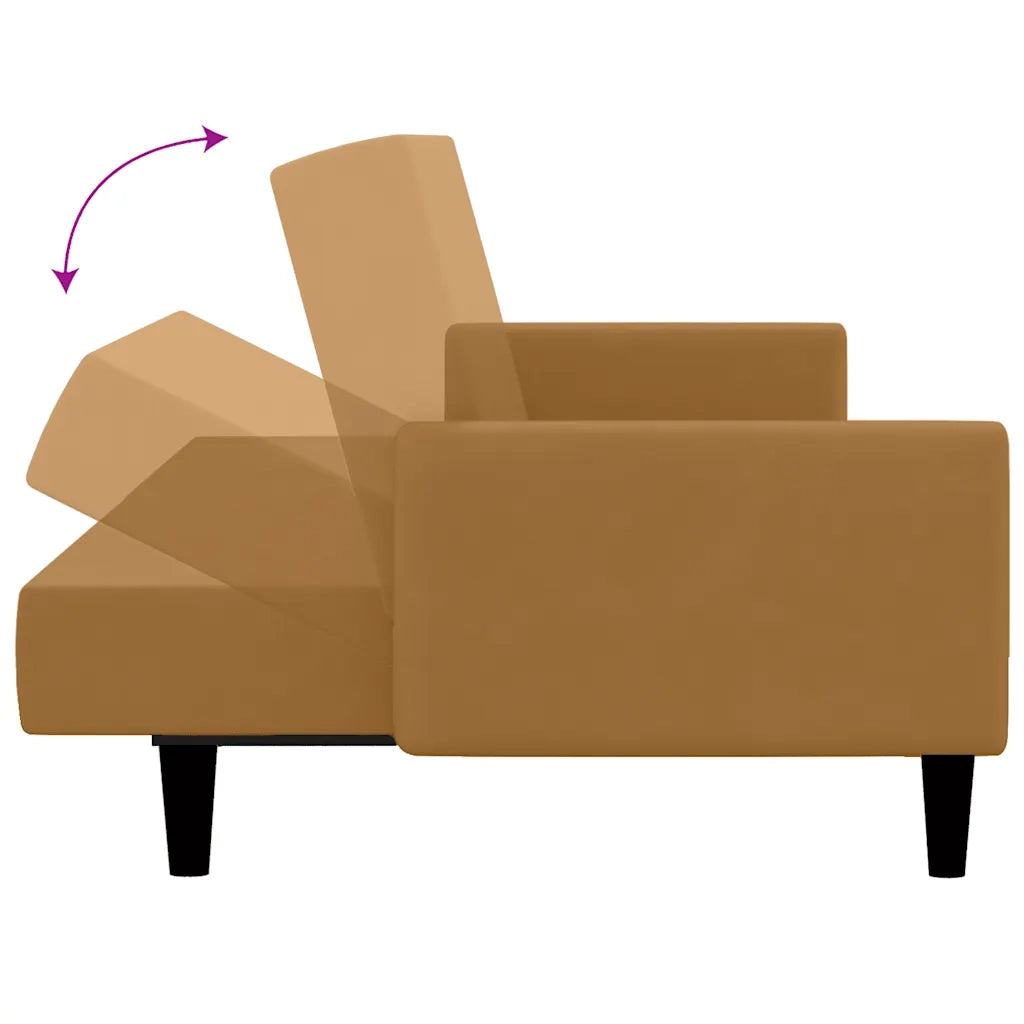 Divano letto | Sof¨¤ letto | Letto singolo a 2 Posti Marrone in Velluto
