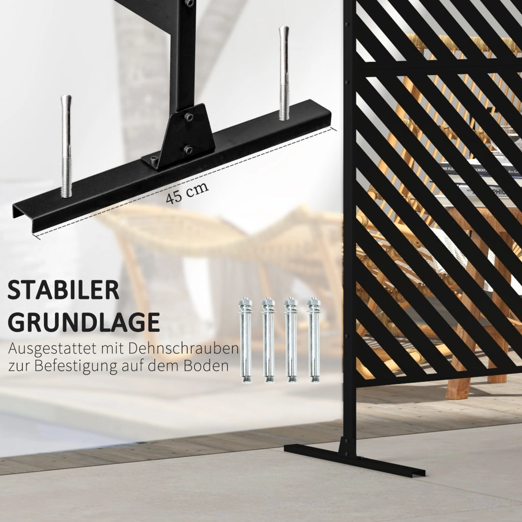 Pannello Divisorio Sichtschutz per Giardino ¨C zephmum ¨C Geometrico, Metallo, 122x45x198 cm, Nero