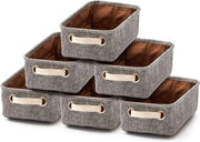 Set di 6 piccole borse di tela opache ripiegabili con maniglie per bambino, camera da letto, casa e ufficio - grigio/crema, 30,5 x 17,8 x 10,2 cm