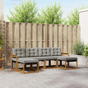 Set di divani da esterno 6 pcs Grigio Naturale e Chiaro