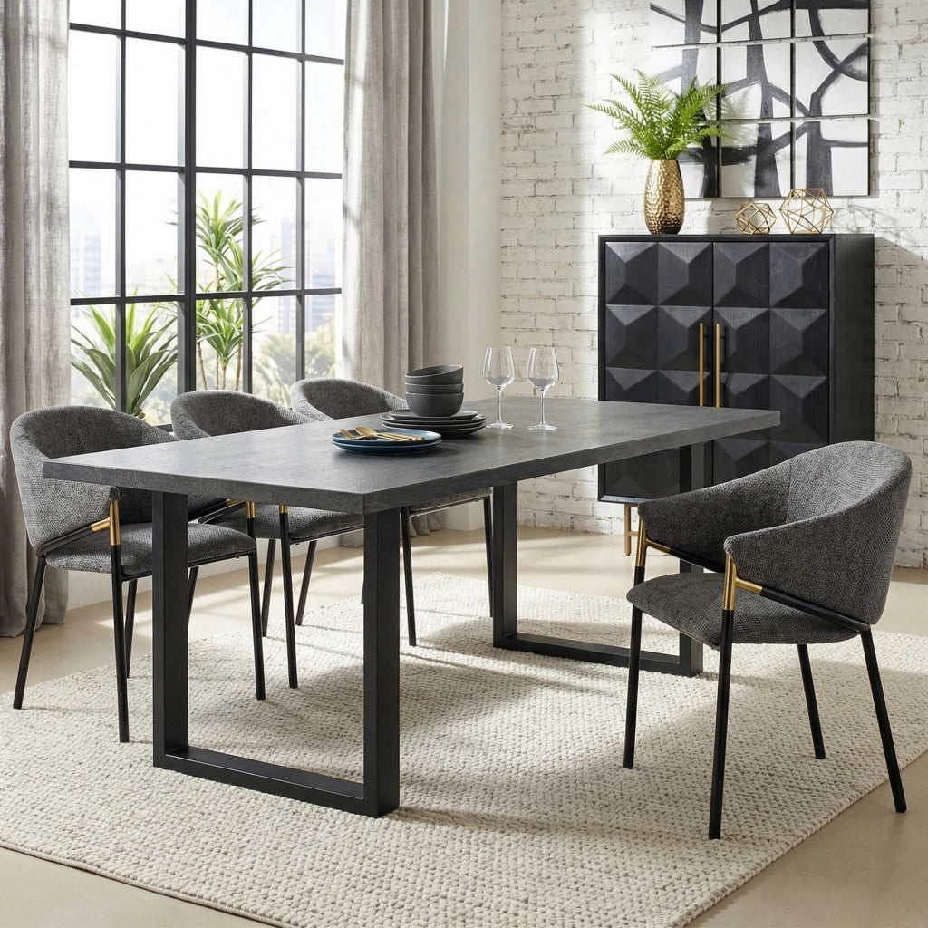 Sedie da Pranzo con Braccioli ¨C MINIMAL ¨C Velluto Grigio, Gambe in Metallo Oro, Set 4 Pezzi