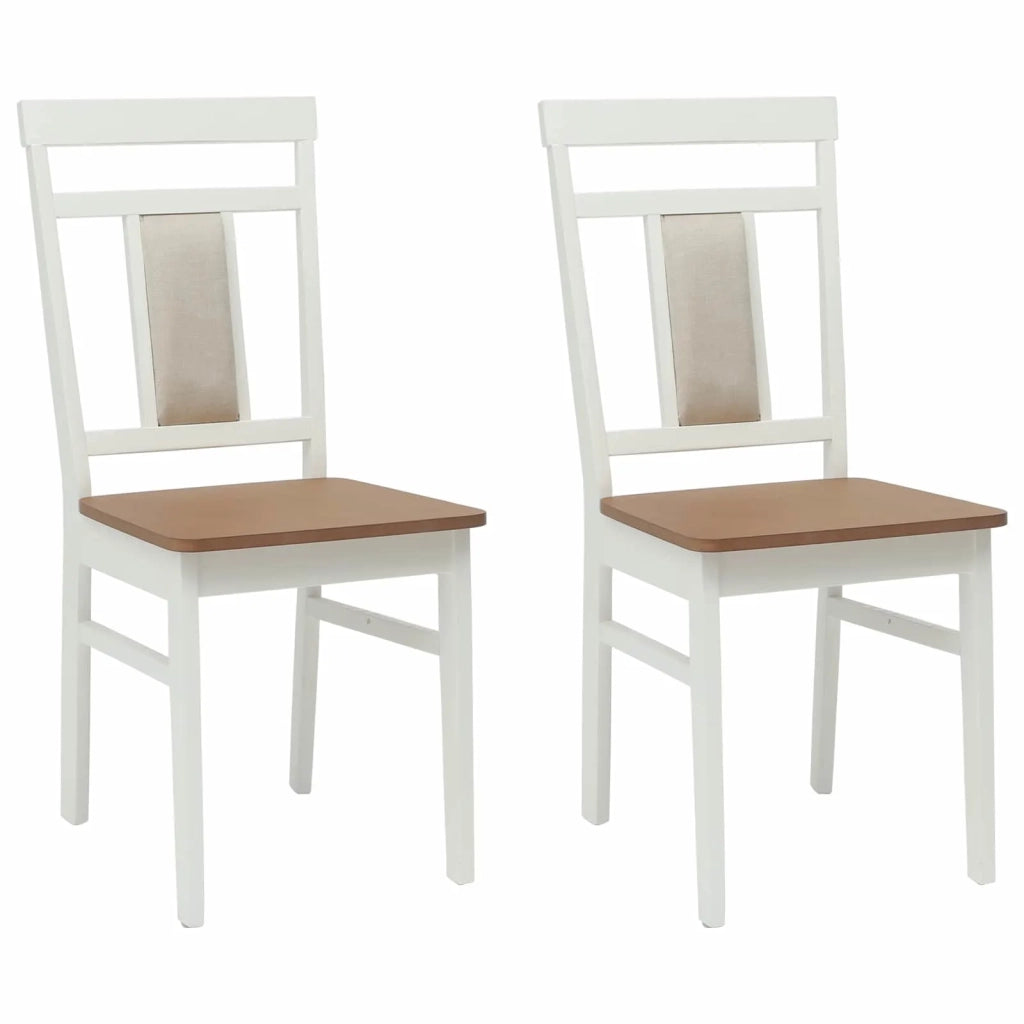Sedia da pranzo 2 pcs Bianco e Naturale Legno di gomma solido 42020506