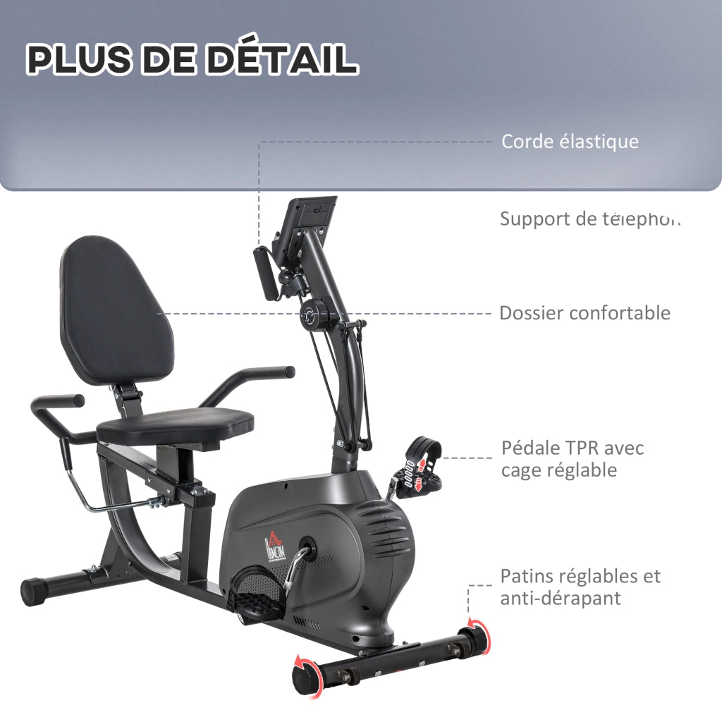 Bicicletta da camera reclinata semi-allungata magnetica ¨C zephmum ¨C nero