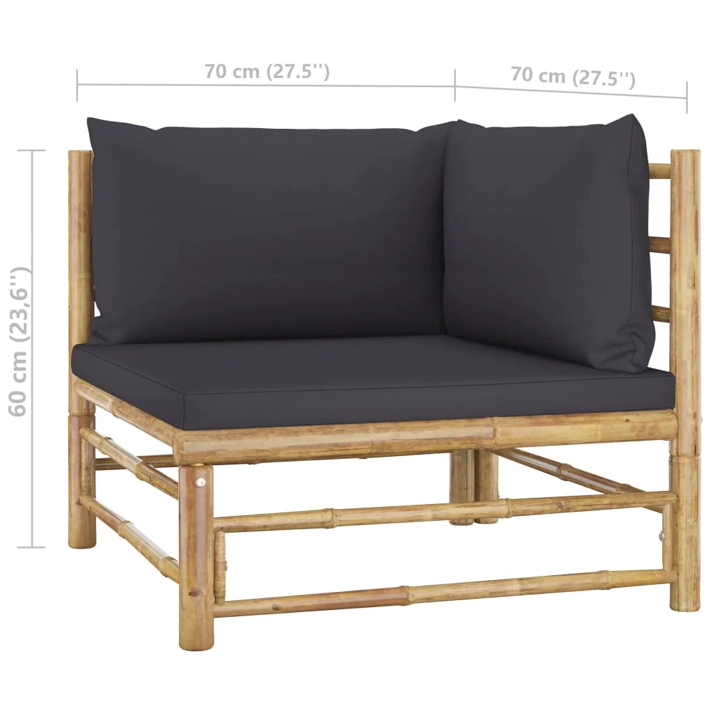 Set di mobili da giardino per esterni 5 pezzi con cuscini in bambù grigio scuro 02_0016389