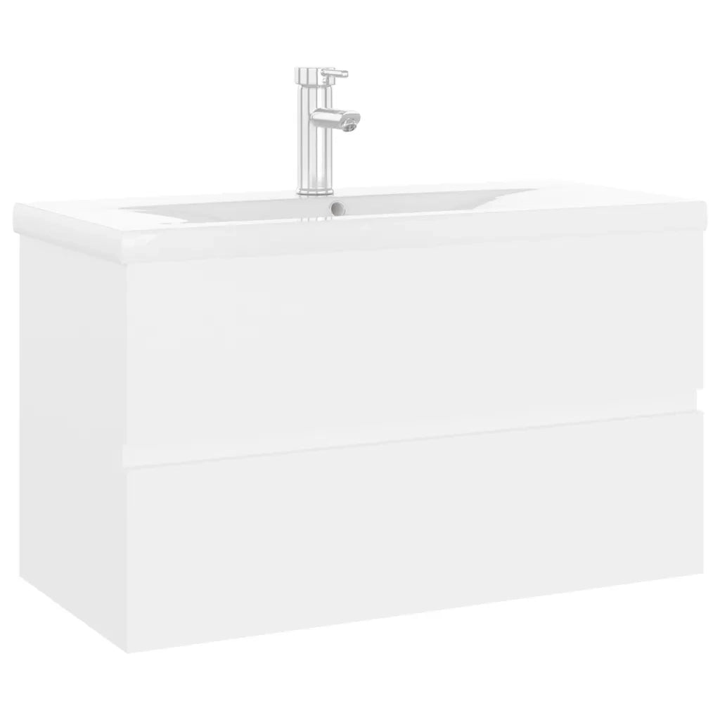 Mobiletto sottolavabo integrato pratico 80 x 38,5 x 45 cm stile contemporaneo finitura opaca in legno composito bianco 02_0055092