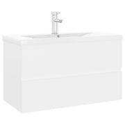 Mobiletto sottolavabo integrato pratico 80 x 38,5 x 45 cm stile contemporaneo finitura opaca in legno composito bianco 02_0055092