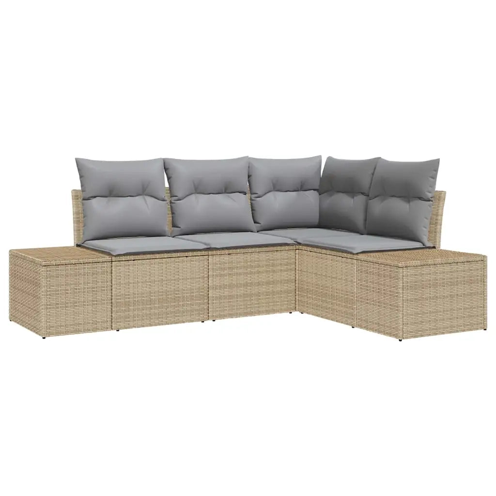 Set Divano da Giardino 4 pcs Beige e Grigio Chiaro polyrattan 3355709