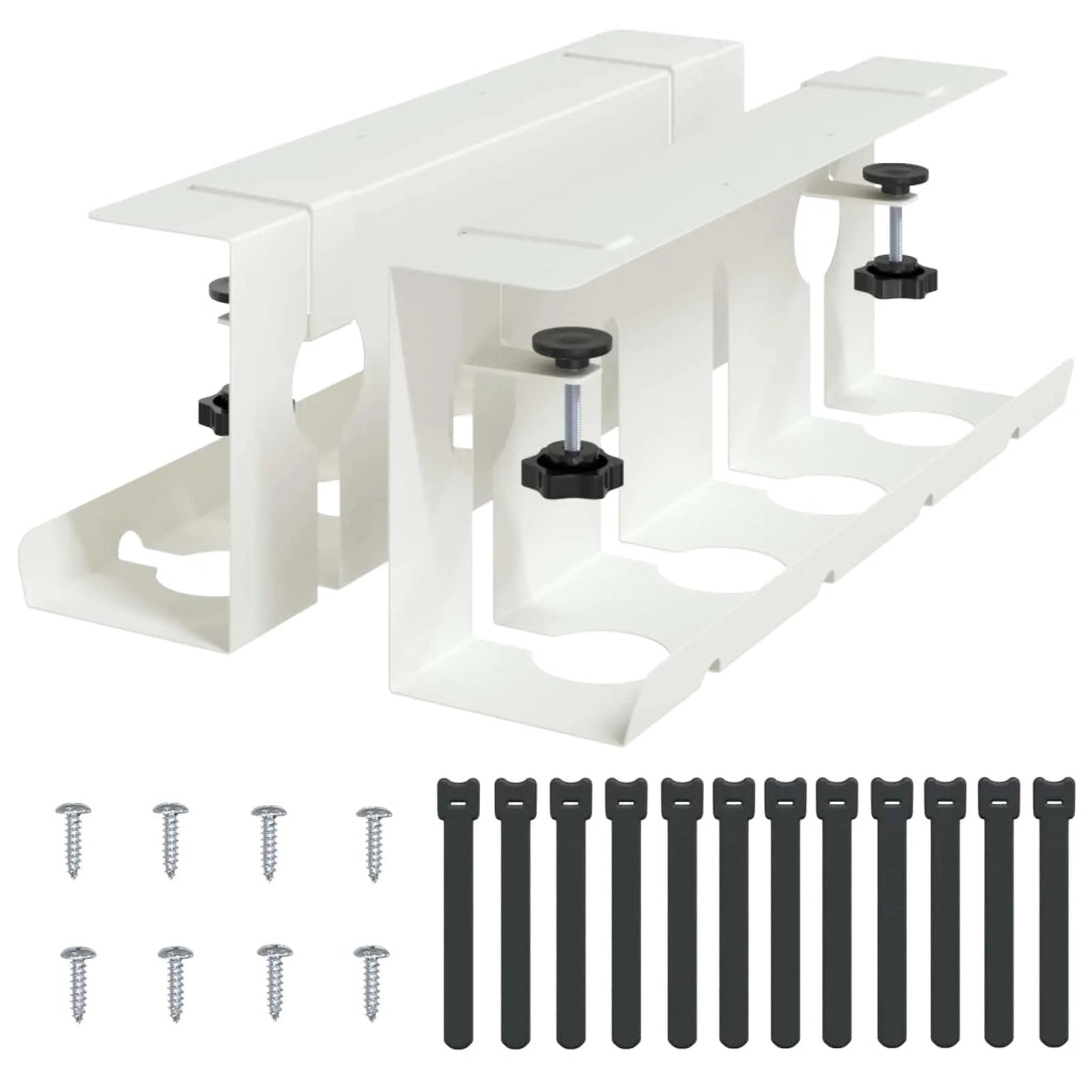 Vassoio per gestione cavi sotto il tavolo 2 pcs Bianco 8007574