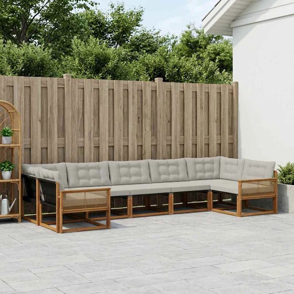 Set di divani da esterno 7 pz Naturale e Grigio Chiaro 3381667