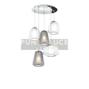 SOSPENSIONE CROMO 5 LUCI TONDA VETRI (ALPHA TR) (BETA 2X TR) (GAMMA 2X FU) 1176CR-S5 T ABG-TF