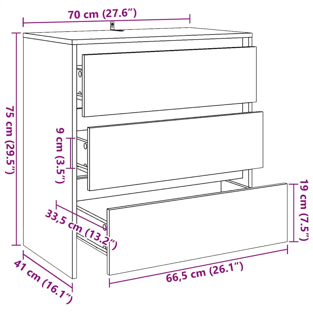 Credenza | Madia | Buffet da pranzo | Armadio da pranzo Legno Antico 70x41x75 cm in Truciolato