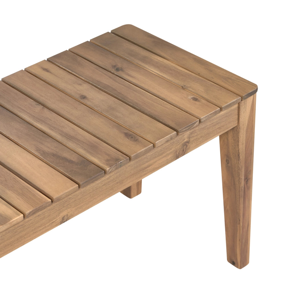 Set da pranzo da giardino 2 panche e tavolo marrone chiaro in legno di acacia certificato Piano rettangolare Stile rustico Da esterno
