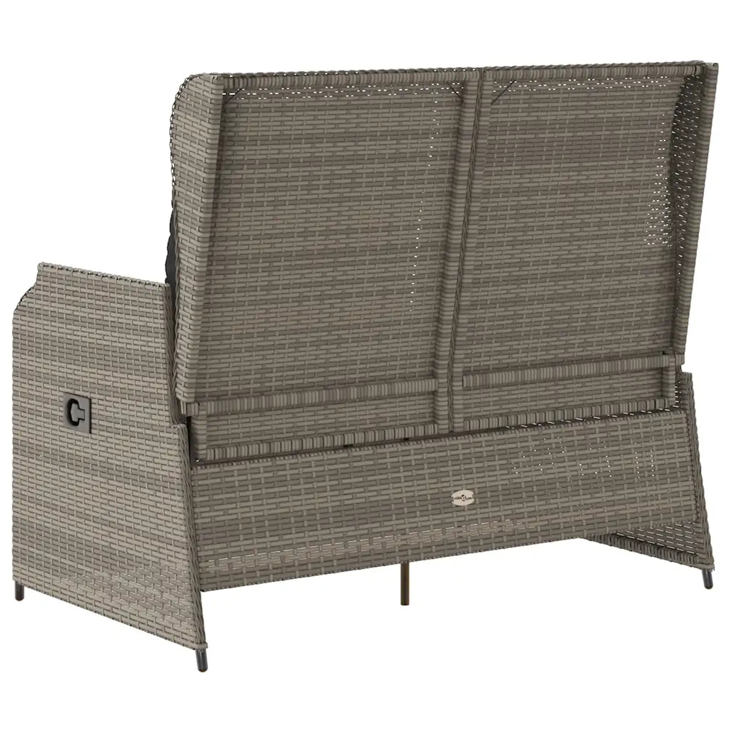 vidaXL Panca Reclinabile da Giardino con Cuscini Grigia in Polyrattan