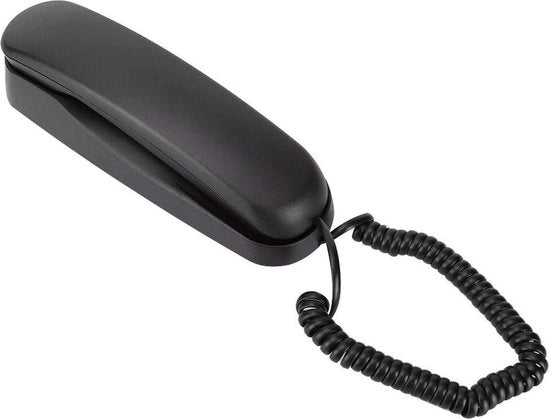 Telefono da Parete/Tavolo a Cavo per Uso Domestico - 4 Core Coil - Hotel - Nero