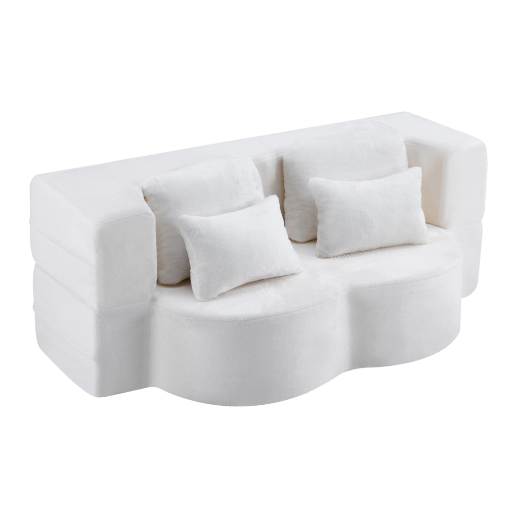 Futon pieghevole modulare in schiuma e molle; bianco